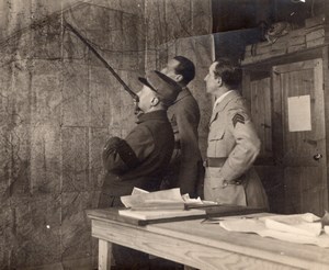 France WWI Military Officers looking at a Map old Photo 1916