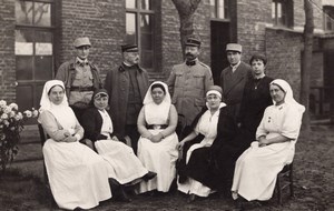France WWI Officers & Nurses Group Military Hospital? old Photo 1914-1918