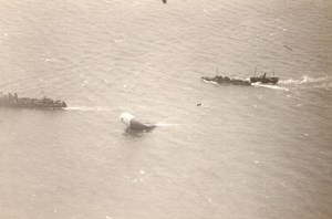 France WWI German Drachen Observation Balloon in North Sea old Photo 1917