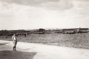France WWI Military Aviation SPAD? Biplane Squadron Airfield old Photo 1914-1918