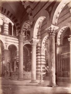 Italy Duomo di Pisa Cathedral Interior old Photo 1880