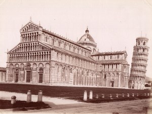 Italy Pisa Duomo di fianco e Campanile Leaning Tower old Photo 1880
