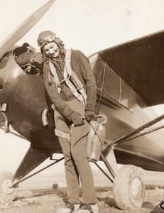 USA Ohio Painesville Student Janet Beech Parachute Aviation old Photo 1939