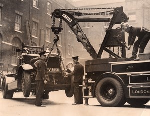London Fire Brigade testing Breakdown Lorry Dennis N Fire Engine old Photo 1930
