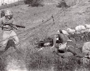 USA Concord US Marine Barracks Military Training Flame Thrower old Photo 1959