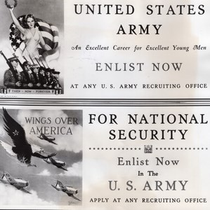 Old Photo of 2 US Army Recruitment Publicity Display Cards November 1939