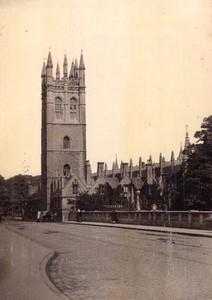 United Kingdom Oxford Magdalen College & Bridge old Photo 1890