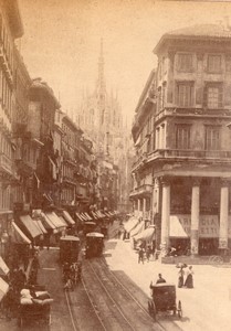 Italy Milano Corso Vittorio Emanuele Street Old Alinari Photo 1890