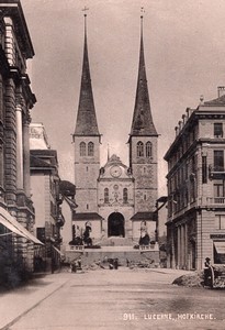 Switzerland Lucerne Church of St. Leodegar old Photo 1890