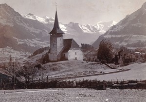 Switzerland Frutigen Church & Doldenhorn old Wehrli Photo 1890