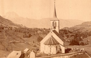 Switzerland Charmey Village Church old Photo 1890