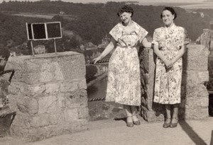 Belgium near Dinant 2 Ladies sight seeing old Amateur Photo 1950's
