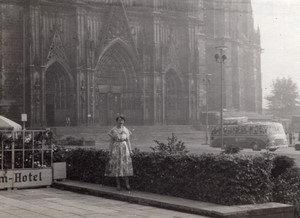 Germany Cologne Cathedral Koln Hotel Bus old Amateur Photo 1950's