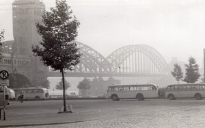 Germany Cologne Koln Hohenzollern Bridge Bus old Amateur Photo 1950's