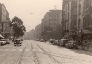 Germany Dusseldorf Street scene Automobiles old Amateur Photo 1950's