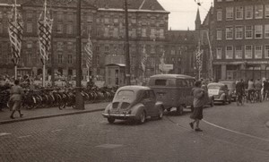 Netherlands Amsterdam Street Scene  Bicycles Automobile old Amateur Photo 1950's