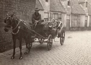 Belgium Bruges Brugge Ladies in a Barouche Tourists old Amateur Photo 1950's