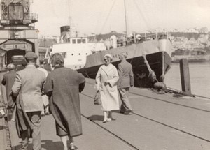 France Dieppe Ship in Harbour Dock old Amateur Photo 1950's