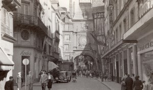France Rouen High Street Shops Big Clock old Amateur Photo 1950's