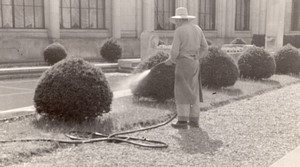 France Poitiers Bordeaux? Gardener watering old Amateur Photo 1950's