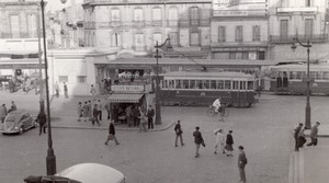 France Bordeaux street Tramway Loterie Nationale Kiosk old Amateur Photo 1950's