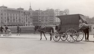 Spain San Sebastian Donostia Horse drawn covered Wagon old Amateur Photo 1950's