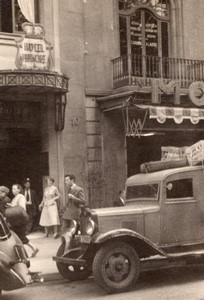 Espagne Barcelone? Hotel Camionette Ancienne Photo Amateur 1950's