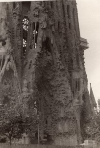 Spain Barcelona Sagrada Família Basilica Gaudi old Amateur Photo 1950's
