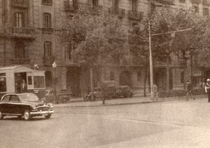 Spain Barcelona street Automobile Policeman old Amateur Photo 1950's