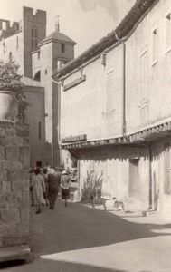 France Cite de Carcassonne street Church old Amateur Photo 1950's