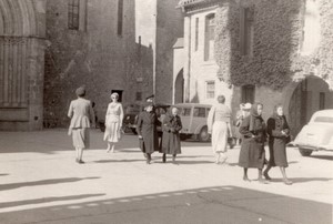 France Cite de Carcassonne Church square old Amateur Photo 1950's