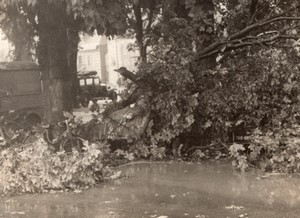 France Sens Storm Damages 2CV? old Amateur Photo 1950's