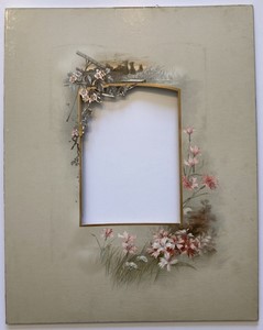 Page d'Album Photo Ancien 250x320mm pour Carte Cabinet Fleurs Moisson vers 1880