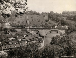 Switzerland Bern Panorama Bridge Nydeggbrücke Old Photo Schroeder 1890