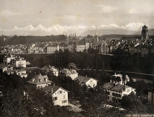 Switzerland Bern Panorama from the Schanzli Old Photo Schroeder 1890