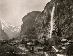 Switzerland Lauterbrunnen Staubbach Falls Bernese Alps Old Photo Schroeder 1890