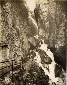 Switzerland Meiringen Alpbach Gorge Waterfall Bernese Alps Old Photo Sommer 1890