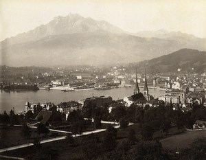 Switzerland Lucerne Panorama Mountain Alps Old Photo Sommer 1890