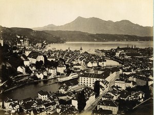 Switzerland Lucerne & the Righi Mount Rigi Panorama Bernese Alps Old Photo 1890