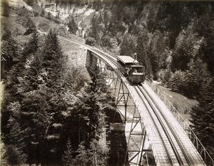 Switzerland Rigi Railway Line Train Old Photo Sommer 1890