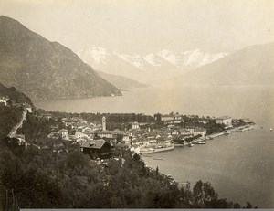 Italy Menaggio Panorama Lake Como Mountains Alps Old Photo Nessi 1890