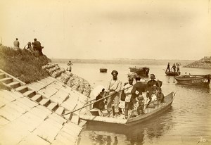 France Baie de Somme Saint Valery sur Somme Tourists Barge Old Photo 1885