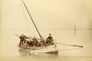 France Baie de Somme Saint Valery sur Somme Sailing Boat Group Old Photo 1885