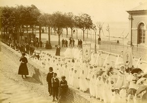 France Baie de Somme Saint Valery sur Somme Religious Parade Old Photo 1885