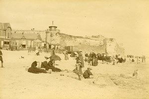 France Baie de Somme Le Crotoy Beach Seaside Families Old Photo 1885