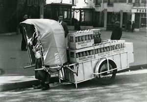 France Paris Martini Alcohol Delivery man-pulled vehicle Old Photo Aubry 1940