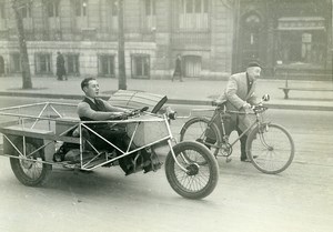 France Paris Urban Transports Pedal Car Tricycle Inventor Old Photo Aubry 1940