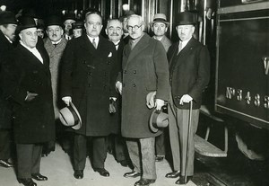 Paris Politicians Mr Tardieu & Ramsay MacDonald Old Meurisse Photo 1930