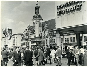 East Germany Leipzig Automn Fair Augustusplatz Pedestrians Old Photo 1966