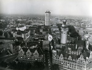 East Germany Leipzig aerial view of center city Town Hall Old Photo 1969